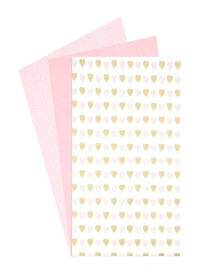 Sparkle and Bash Gold Heart Design Tissue Paper - 26 x 20 in, Pink, White & Gold - 60 Sheets Bulk Tissue Paper for Gift Wrapping & Crafts - Image 1